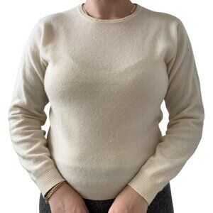 Vintage 1990s Jones New York Cream White 100% Cashmere Minimalist Sweater Sz M